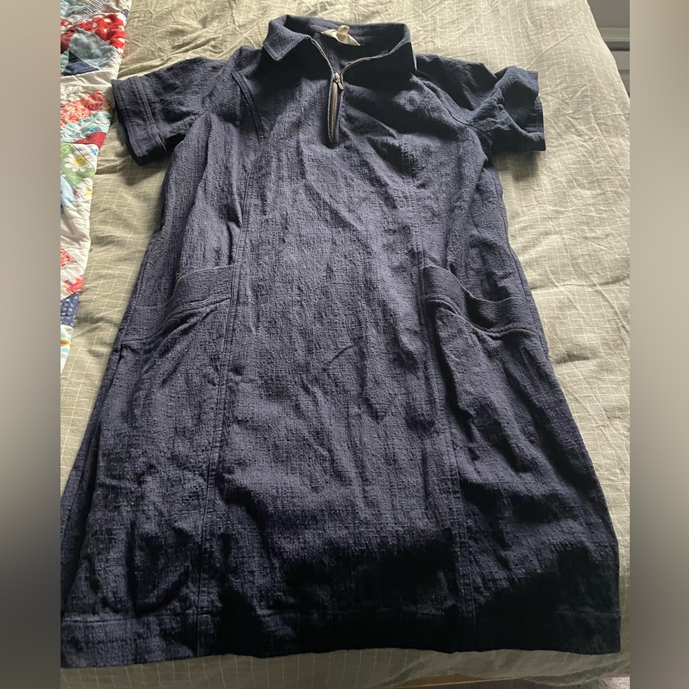 Like new Boden Zip Detail Mini Shift Dress in Navy - Picture 2 of 3